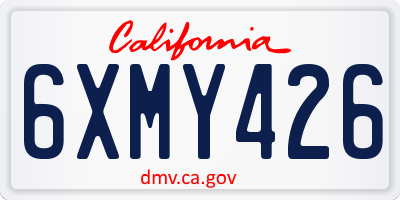 CA license plate 6XMY426