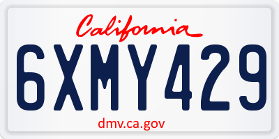 CA license plate 6XMY429