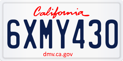 CA license plate 6XMY430