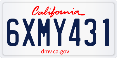 CA license plate 6XMY431
