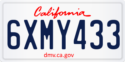 CA license plate 6XMY433