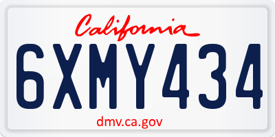 CA license plate 6XMY434