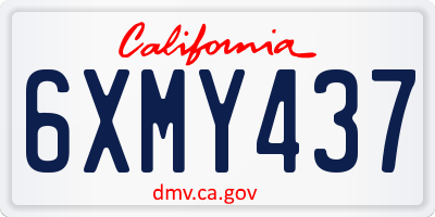 CA license plate 6XMY437