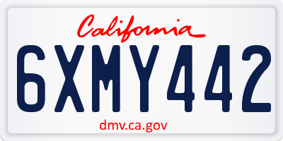 CA license plate 6XMY442