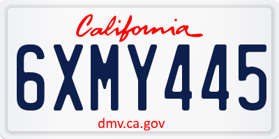 CA license plate 6XMY445