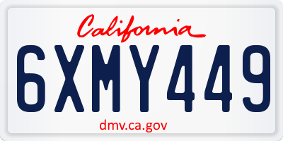 CA license plate 6XMY449