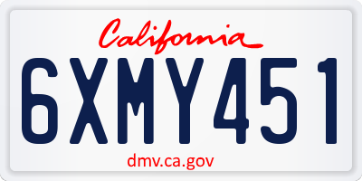 CA license plate 6XMY451