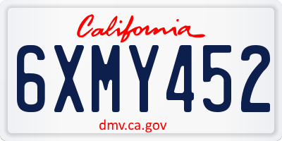 CA license plate 6XMY452