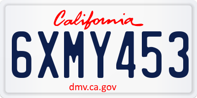 CA license plate 6XMY453