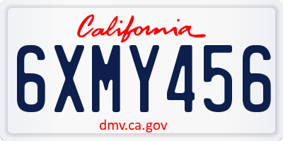 CA license plate 6XMY456