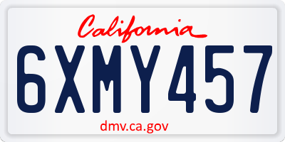 CA license plate 6XMY457