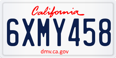 CA license plate 6XMY458