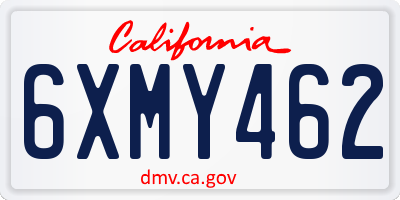 CA license plate 6XMY462