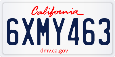 CA license plate 6XMY463