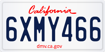 CA license plate 6XMY466