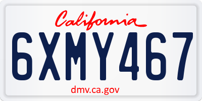CA license plate 6XMY467