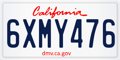 CA license plate 6XMY476