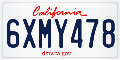 CA license plate 6XMY478