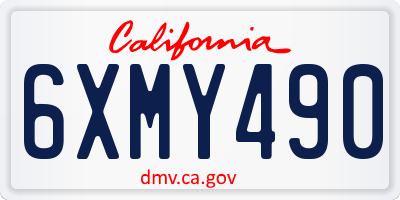CA license plate 6XMY490