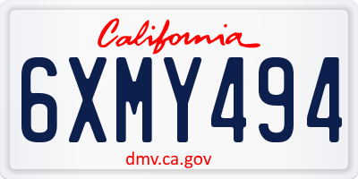 CA license plate 6XMY494