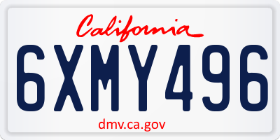 CA license plate 6XMY496
