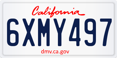 CA license plate 6XMY497
