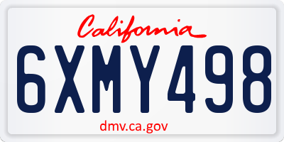 CA license plate 6XMY498