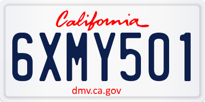 CA license plate 6XMY501
