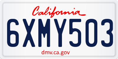 CA license plate 6XMY503