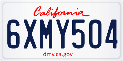 CA license plate 6XMY504