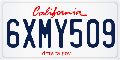 CA license plate 6XMY509