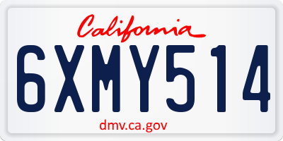 CA license plate 6XMY514