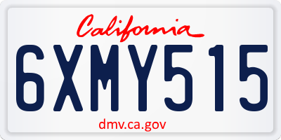 CA license plate 6XMY515