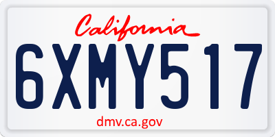 CA license plate 6XMY517