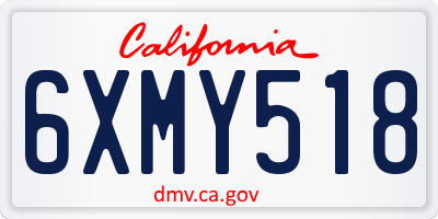 CA license plate 6XMY518