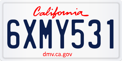 CA license plate 6XMY531