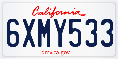CA license plate 6XMY533