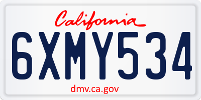 CA license plate 6XMY534