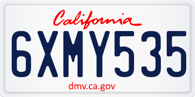 CA license plate 6XMY535