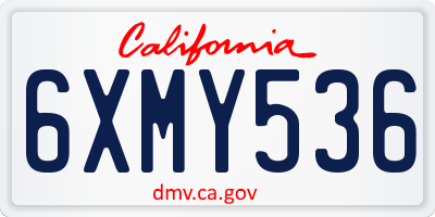 CA license plate 6XMY536