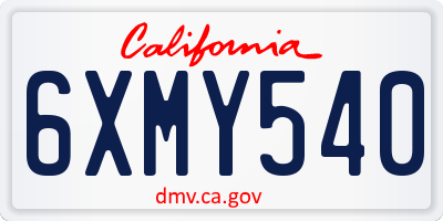 CA license plate 6XMY540