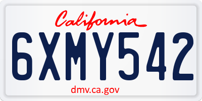 CA license plate 6XMY542