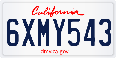 CA license plate 6XMY543