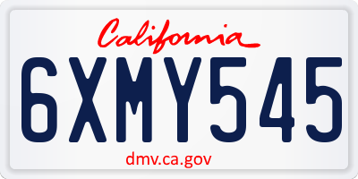 CA license plate 6XMY545