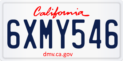 CA license plate 6XMY546