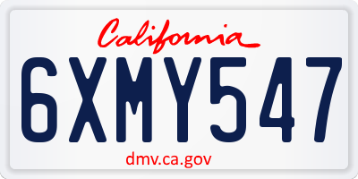 CA license plate 6XMY547