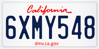 CA license plate 6XMY548
