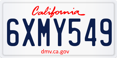 CA license plate 6XMY549