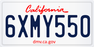 CA license plate 6XMY550