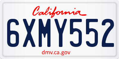 CA license plate 6XMY552